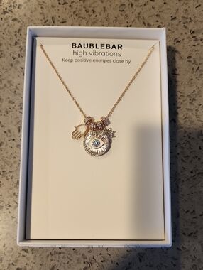 BaubleBar Gold Hamsa & Evil Eye Charm Necklace 19"